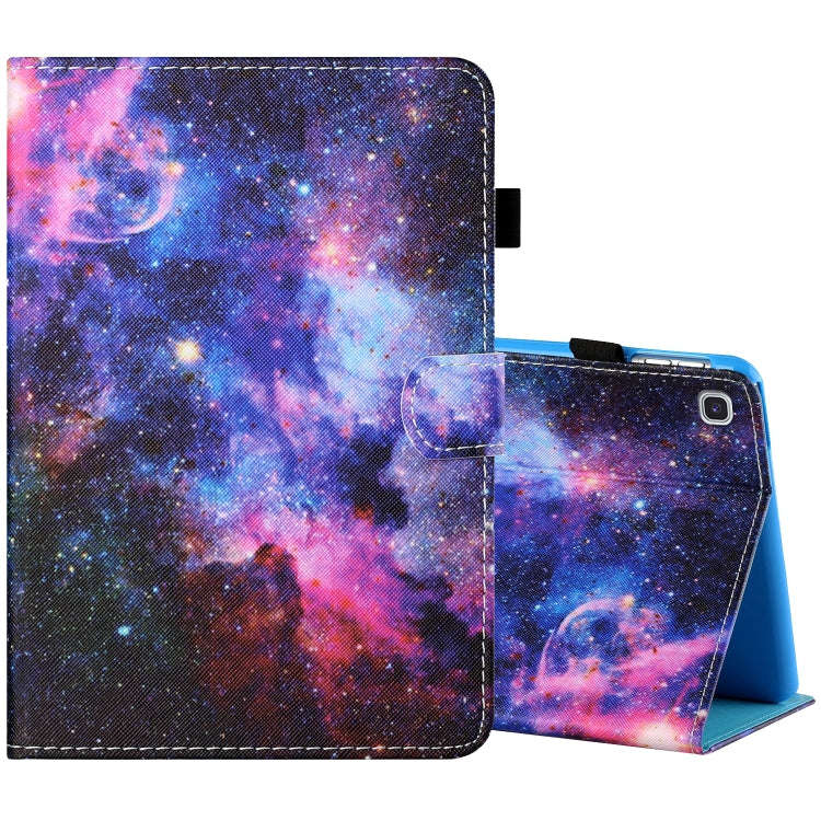 Sewing Thread Horizontal Painted Flat Leather Case with Pen Cover & Anti Skid Strip & Card Slot &...