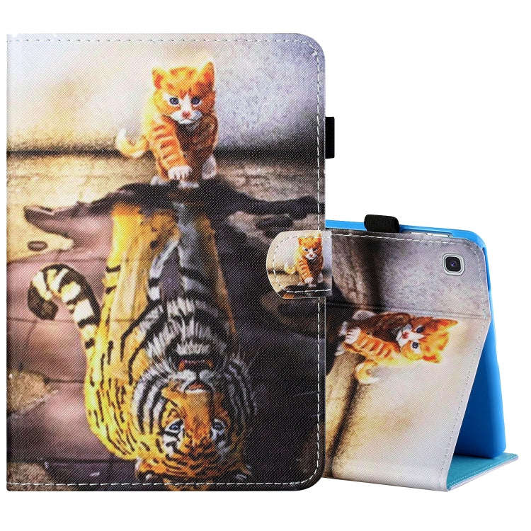 Sewing Thread Horizontal Painted Flat Leather Case with Pen Cover & Anti Skid Strip & Card Slot &...