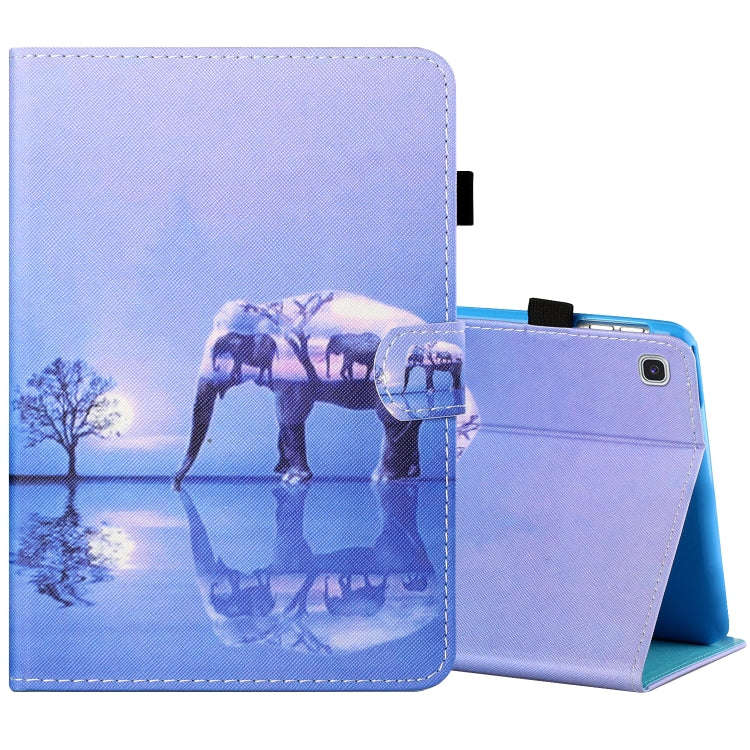 Sewing Thread Horizontal Painted Flat Leather Case with Pen Cover & Anti Skid Strip & Card Slot &...