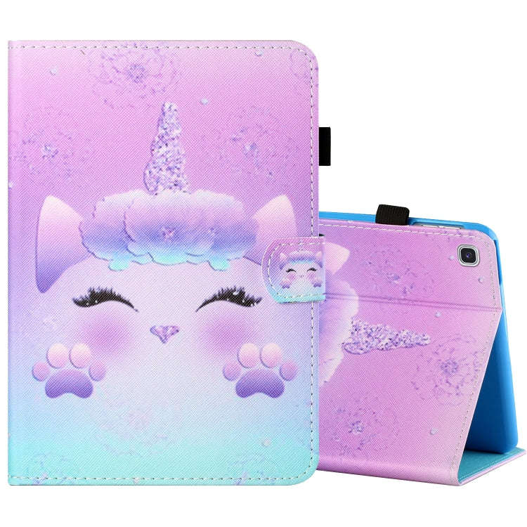 Sewing Thread Horizontal Painted Flat Leather Case with Pen Cover & Anti Skid Strip & Card Slot &...