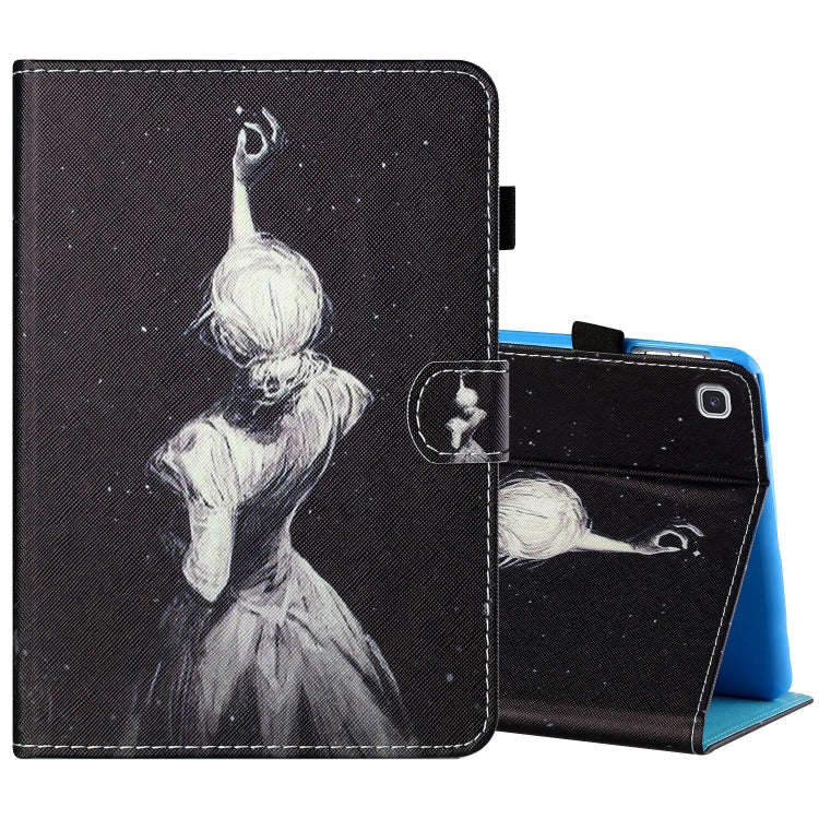 Sewing Thread Horizontal Painted Flat Leather Case with Pen Cover & Anti Skid Strip & Card Slot &...