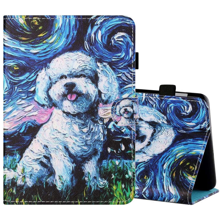 Sewing Thread Horizontal Painted Flat Leather Case with Pen Cover & Anti Skid Strip & Card Slot &...