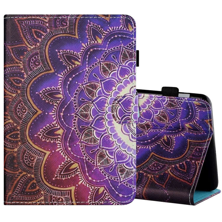 Sewing Thread Horizontal Painted Flat Leather Case with Pen Cover & Anti Skid Strip & Card Slot &...