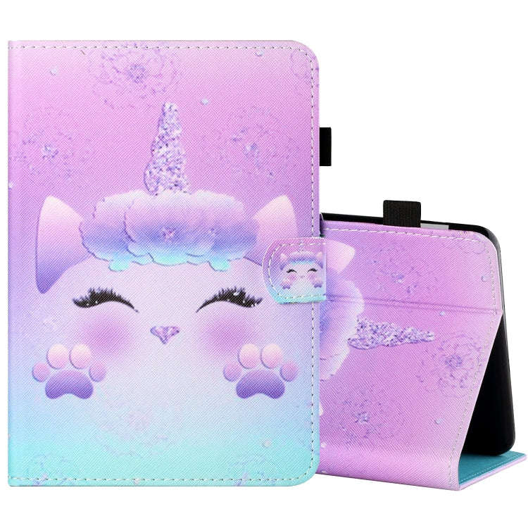 Sewing Thread Horizontal Painted Flat Leather Case with Pen Cover & Anti Skid Strip & Card Slot &...