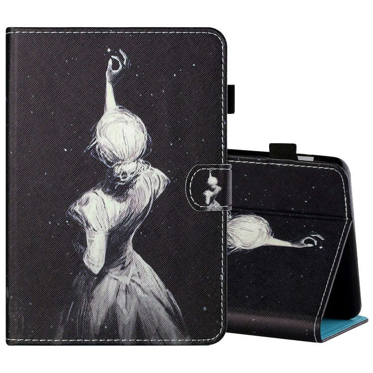 Sewing Thread Horizontal Painted Flat Leather Case with Pen Cover & Anti Skid Strip & Card Slot &...