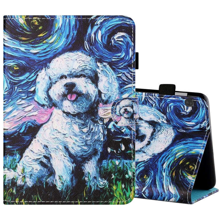 Sewing Thread Horizontal Painted Flat Leather Case with Pen Cover & Anti Skid Strip & Card Slot &...