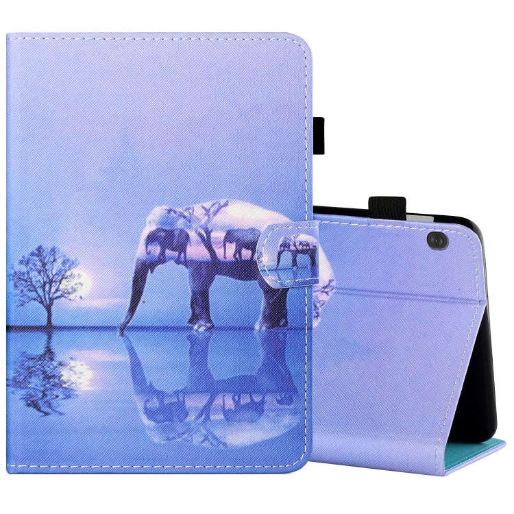Sewing Thread Horizontal Painted Flat Leather Case with Pen Cover & Anti Skid Strip & Card Slot &...