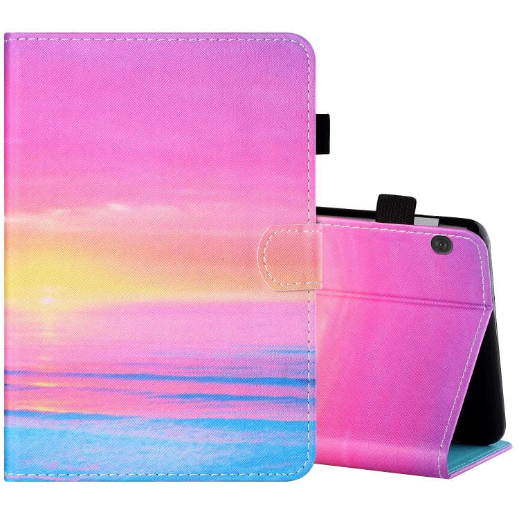 Sewing Thread Horizontal Painted Flat Leather Case with Pen Cover & Anti Skid Strip & Card Slot &...