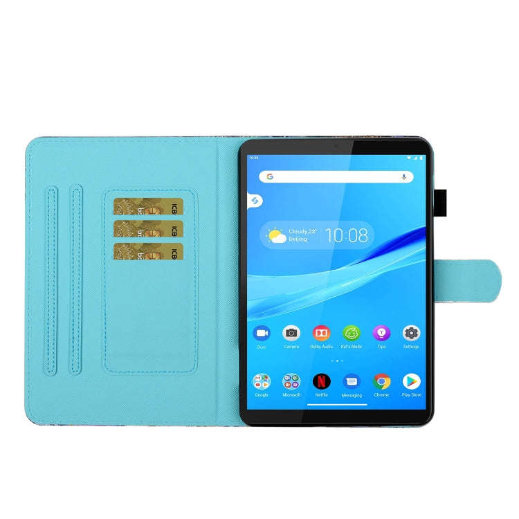 Sewing Thread Horizontal Painted Flat Leather Case with Pen Cover & Anti Skid Strip & Card Slot &...