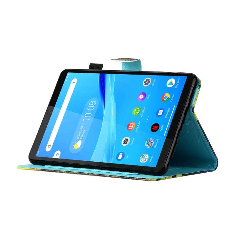 Sewing Thread Horizontal Painted Flat Leather Case with Pen Cover & Anti Skid Strip & Card Slot &...