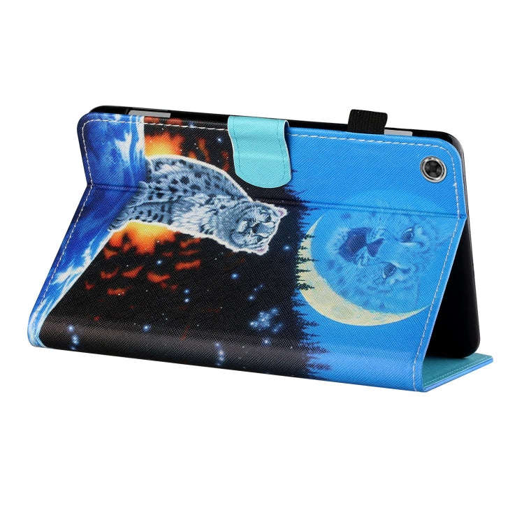Sewing Thread Horizontal Painted Flat Leather Case with Pen Cover & Anti Skid Strip & Card Slot &...