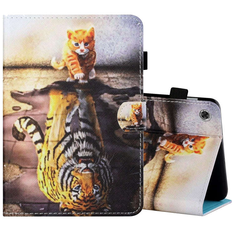 Sewing Thread Horizontal Painted Flat Leather Case with Pen Cover & Anti Skid Strip & Card Slot &...
