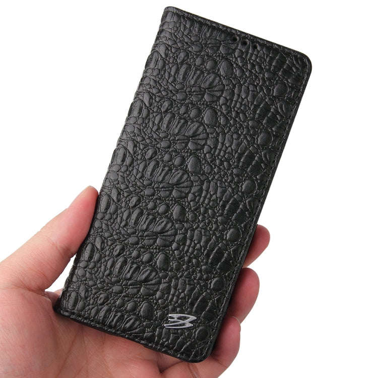 Fierre Shann Crocodile Texture Magnetic Horizontal Flip Genuine Leather Case with Holder & Card S...