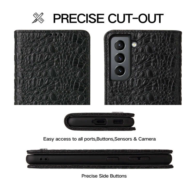 Fierre Shann Crocodile Texture Magnetic Horizontal Flip Genuine Leather Case with Holder & Card S...