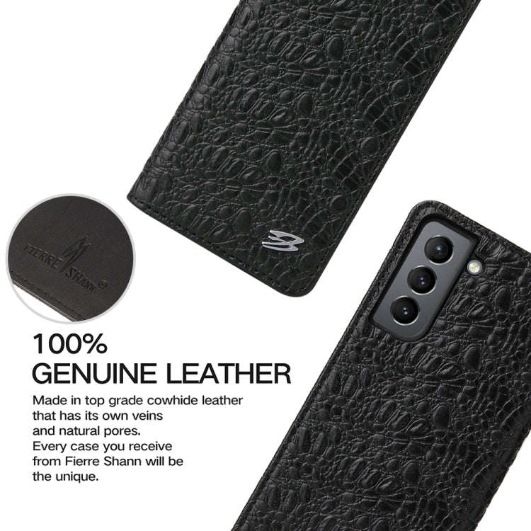 Fierre Shann Crocodile Texture Magnetic Horizontal Flip Genuine Leather Case with Holder & Card S...