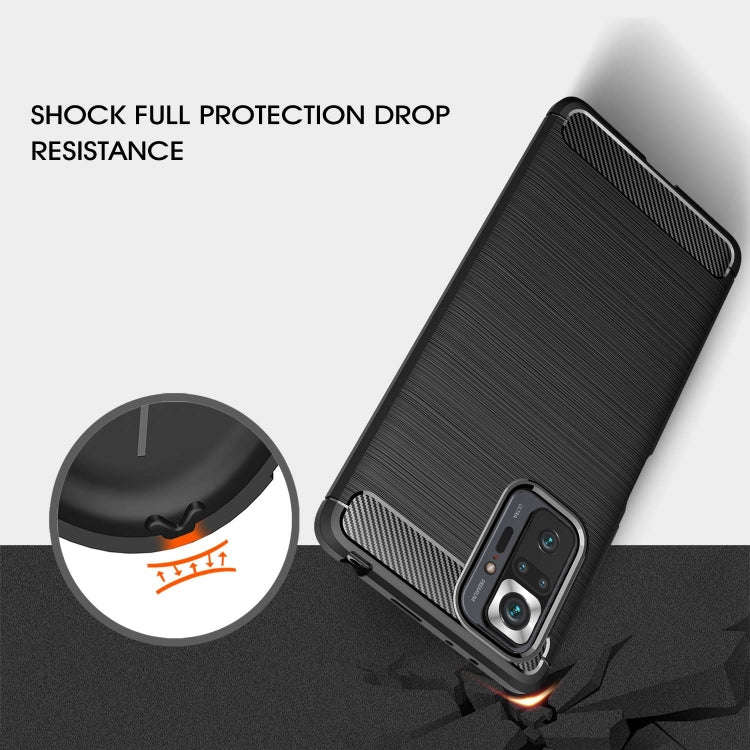 Brushed Texture Carbon Fiber TPU Case, For Xiaomi Redmi Note 10 Pro