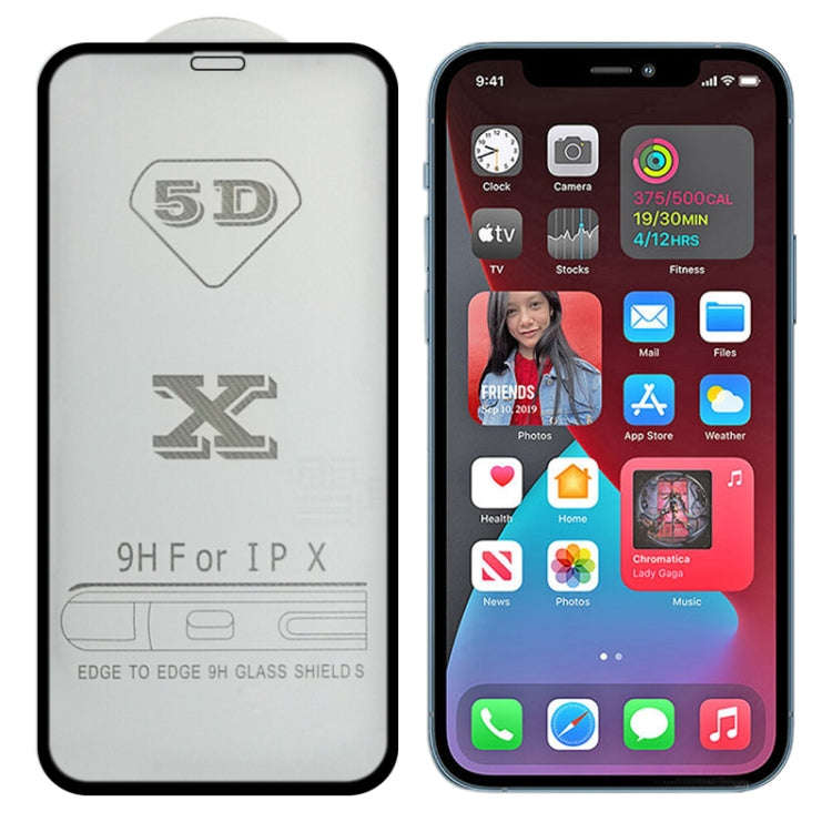 9H 5D Full Glue Full Screen Tempered Glass Film, For iPhone 12 / 12 Pro (White) (1 PC), For iPhon...