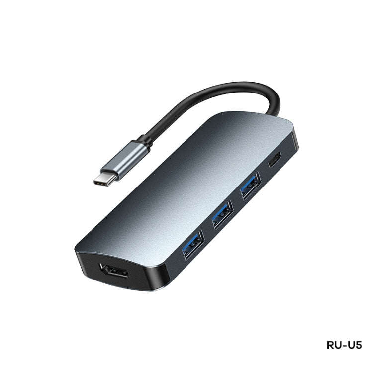 Remax RU-U5 5 In1 Multi-function Type-C / USB-C HUB Docking?Station, 5 In1
