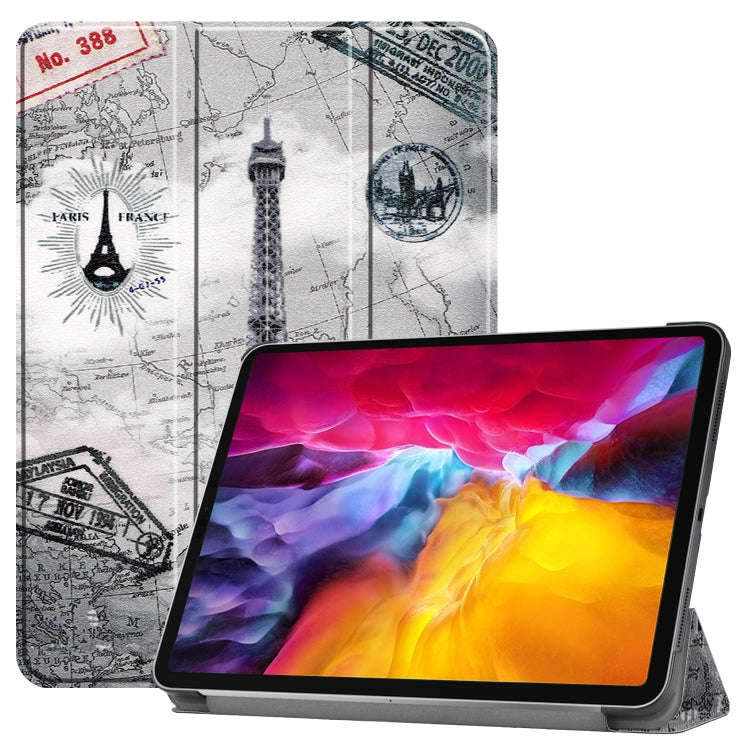 Colored Drawing Horizontal Flip PC + PU Leather Case with Three-folding Holder & Sleep / Wake-up ...