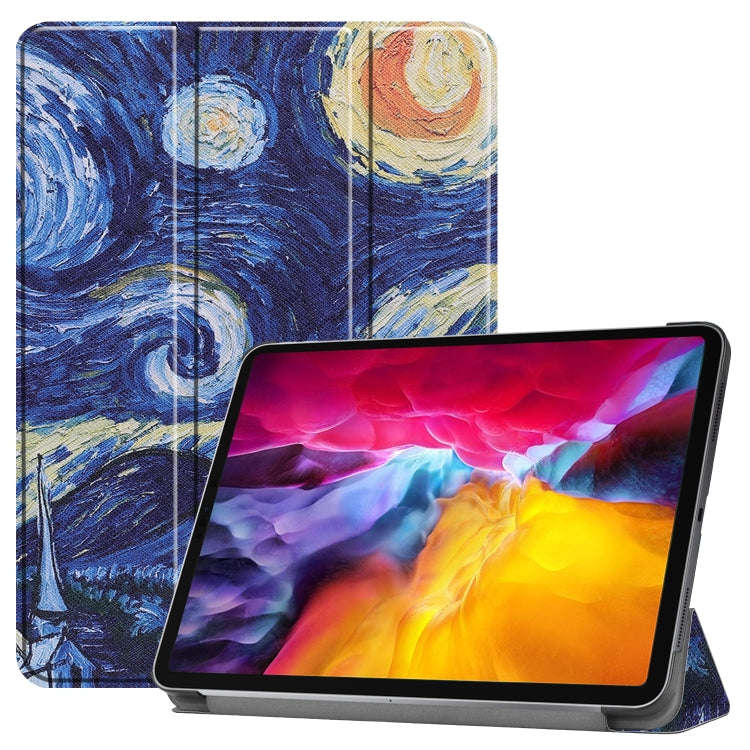 Colored Drawing Horizontal Flip PC + PU Leather Case with Three-folding Holder & Sleep / Wake-up ...
