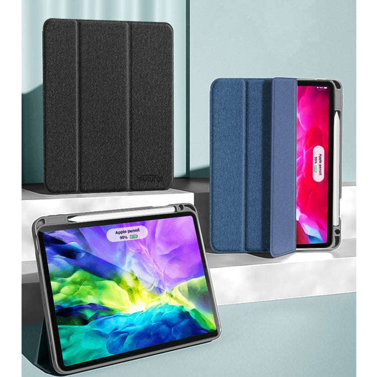 Mutural YASHI Series TPU + PU Cloth Pattern Texture Horizontal Flip Leather Case with Three-foldi...