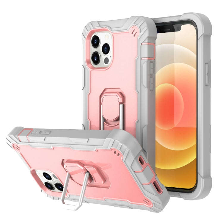 PC + Rubber 3-layers Shockproof Protective Case with Rotating Holder, For iPhone 12 Mini, For iPh...