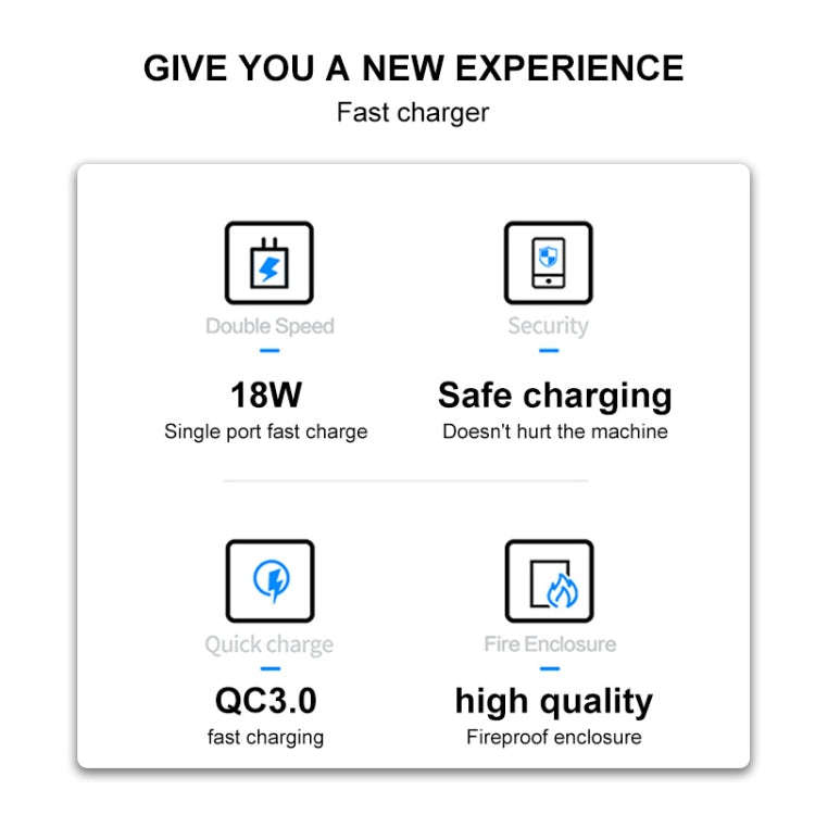 WK WP-U57 18W Speed QC3.0 Fast Charger + USB to Type-C / USB-C Data Cable, US Plug