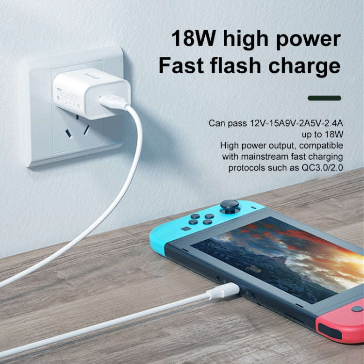WK WP-U57 Max 18W Maxspeed QC3.0 Fast Charger + USB to 8 Pin Data Cable, US Plug