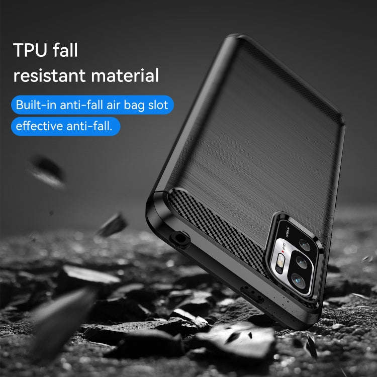 Brushed Texture Carbon Fiber TPU Case, For Xiaomi Redmi Note 10 5G