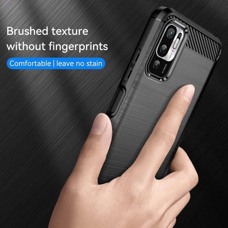 Brushed Texture Carbon Fiber TPU Case, For Xiaomi Redmi Note 10 5G