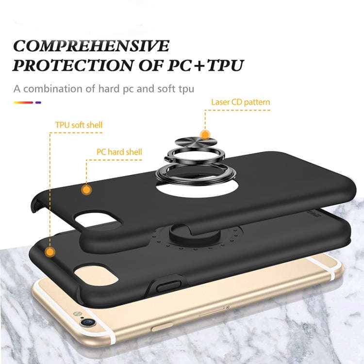 PC + TPU Shockproof Magnetic Protective Case with Invisible Ring Holder, For iPhone 6, For iPhone...