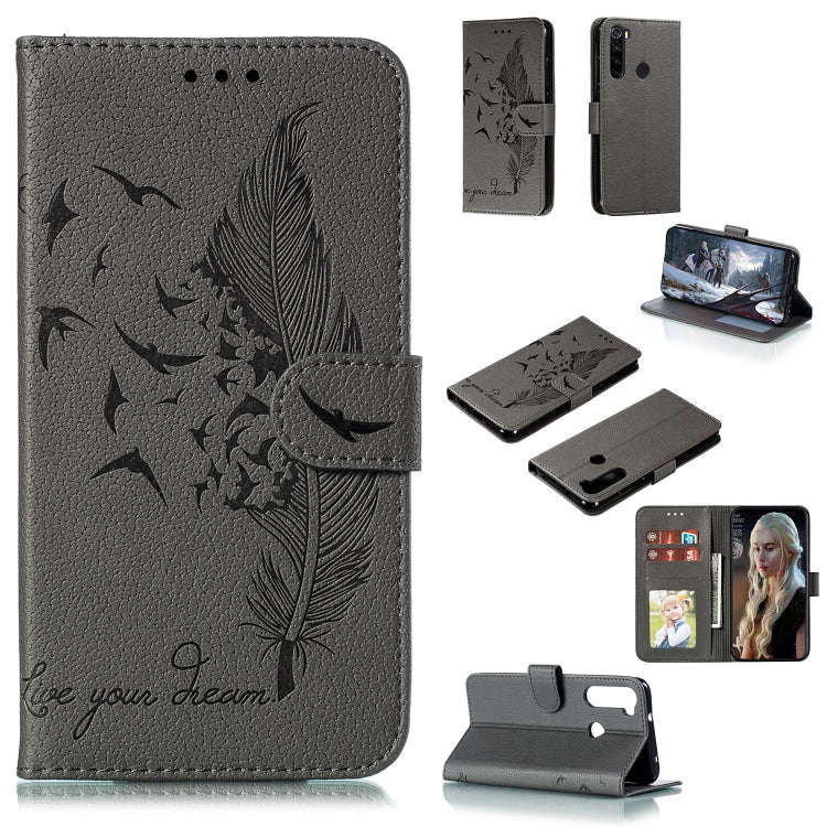 Feather Pattern Litchi Texture Horizontal Flip Leather Case with Holder & Wallet & Card Slots, Fo...