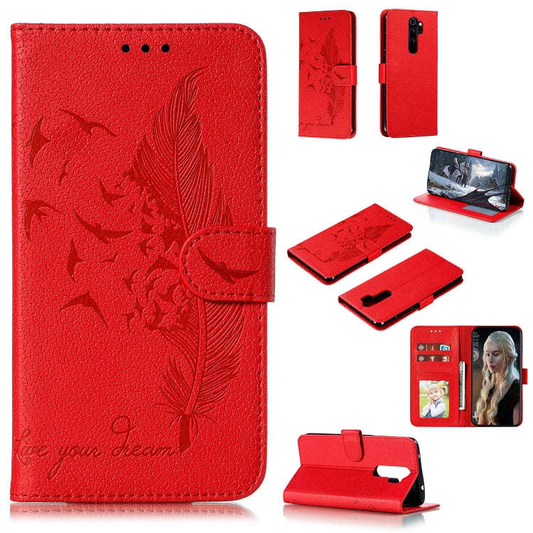 Feather Pattern Litchi Texture Horizontal Flip Leather Case with Holder & Wallet & Card Slots, Fo...