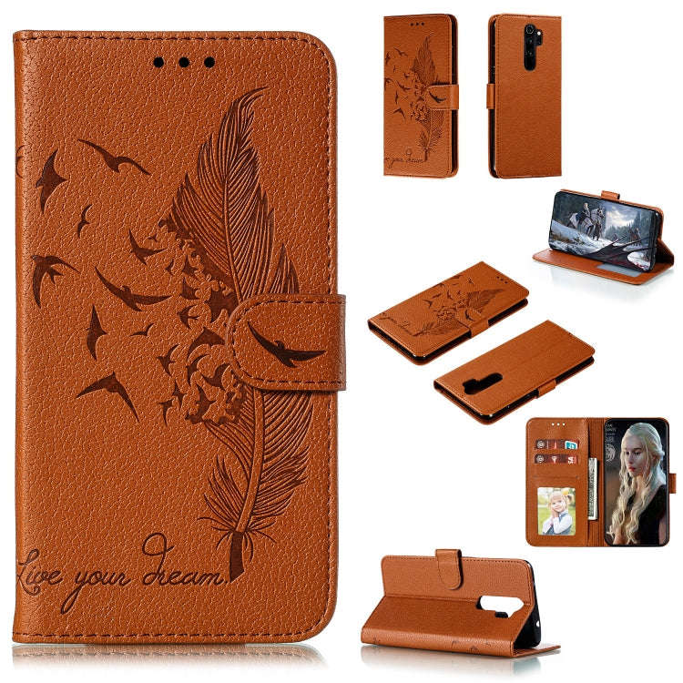 Feather Pattern Litchi Texture Horizontal Flip Leather Case with Holder & Wallet & Card Slots, Fo...