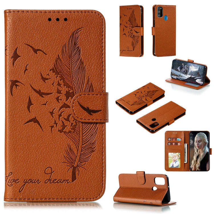 Feather Pattern Litchi Texture Horizontal Flip Leather Case with Holder & Wallet & Card Slots, Fo...