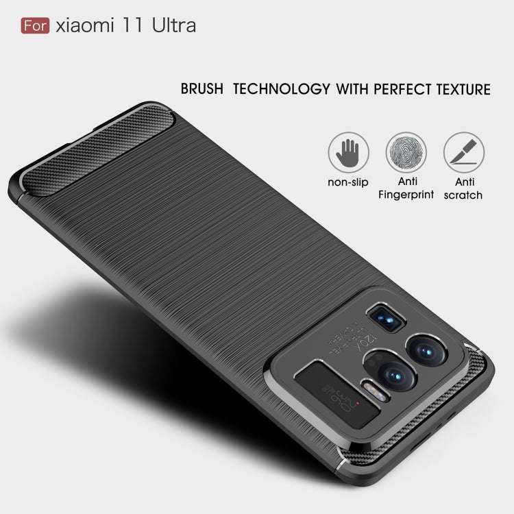 Brushed Texture Carbon Fiber TPU Case, For Xiaomi Mi 11 Ultra