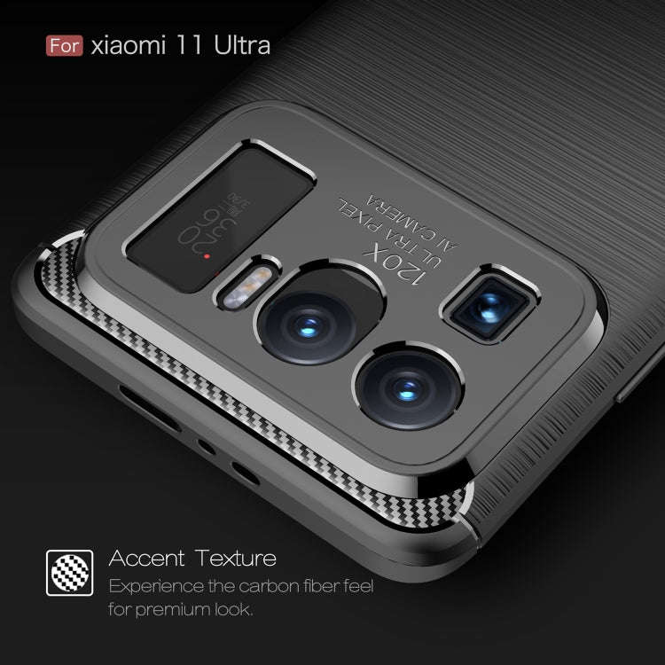 Brushed Texture Carbon Fiber TPU Case, For Xiaomi Mi 11 Ultra