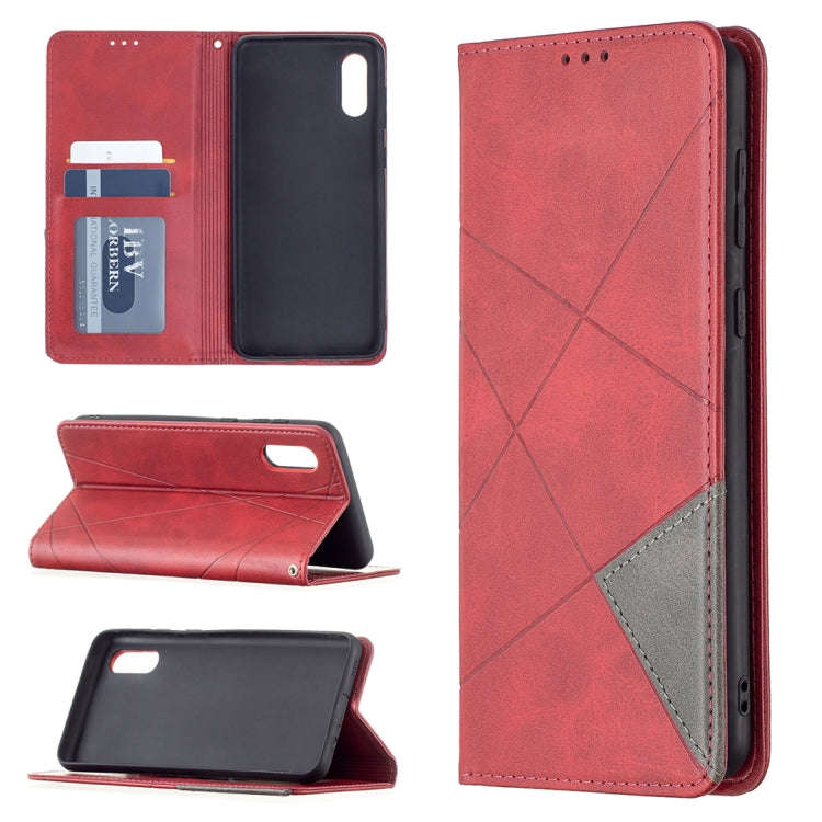 Rhombus Texture Horizontal Flip Magnetic Leather Case with Holder & Card Slots, For Xiaomi Redmi ...