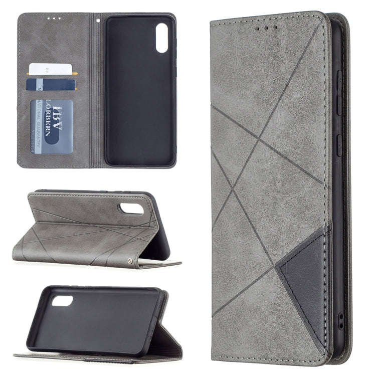 Rhombus Texture Horizontal Flip Magnetic Leather Case with Holder & Card Slots, For Xiaomi Redmi ...