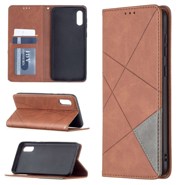 Rhombus Texture Horizontal Flip Magnetic Leather Case with Holder & Card Slots, For Xiaomi Redmi ...
