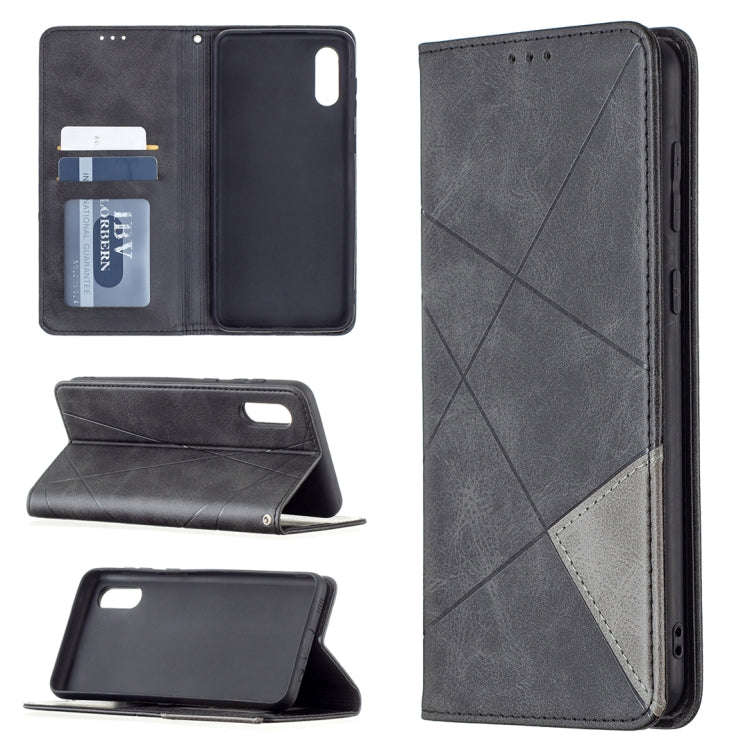 Rhombus Texture Horizontal Flip Magnetic Leather Case with Holder & Card Slots, For Xiaomi Redmi ...