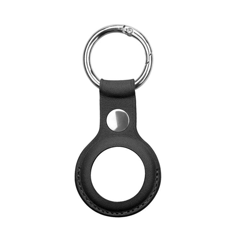 Anti-scratch Top-layer Cowhide Leather Case Cover with Switchable Keychain Ring for AirTag 2nd Ge...