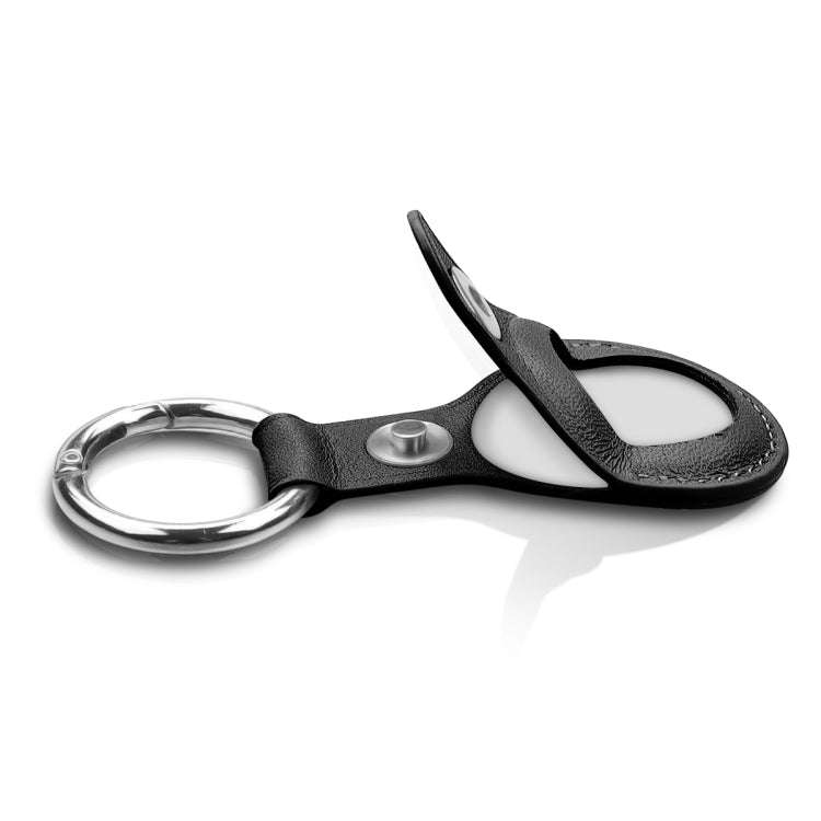 Anti-scratch Top-layer Cowhide Leather Case Cover with Switchable Keychain Ring for AirTag 2nd Ge...