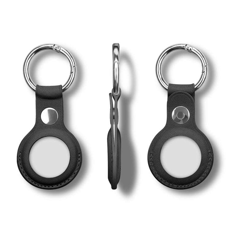 Anti-scratch Top-layer Cowhide Leather Case Cover with Switchable Keychain Ring for AirTag 2nd Ge...