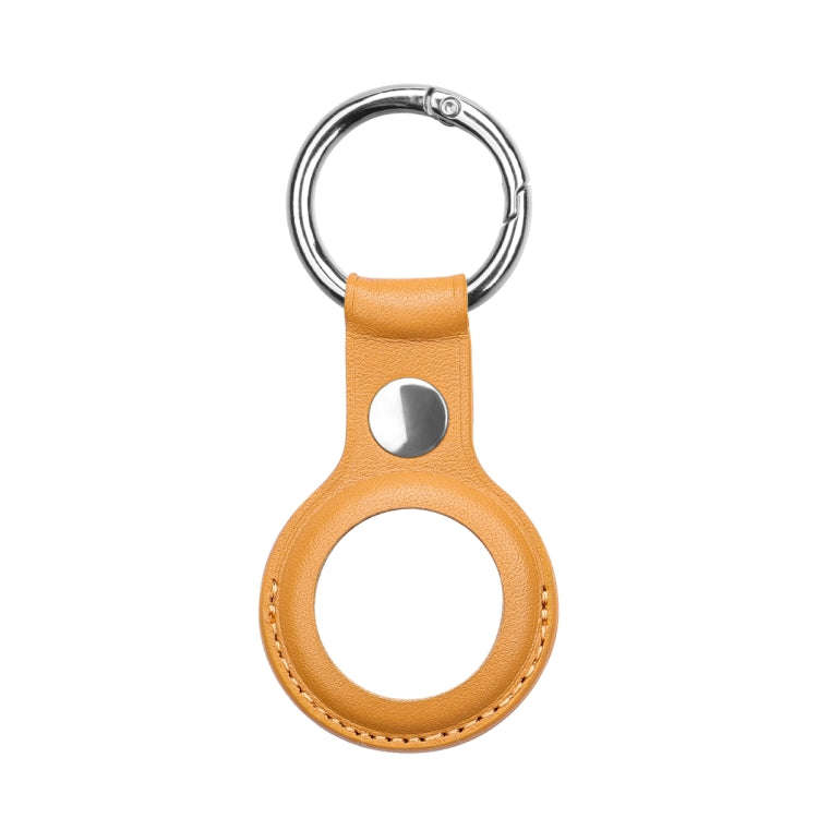 Anti-scratch Top-layer Cowhide Leather Case Cover with Switchable Keychain Ring for AirTag 2nd Ge...