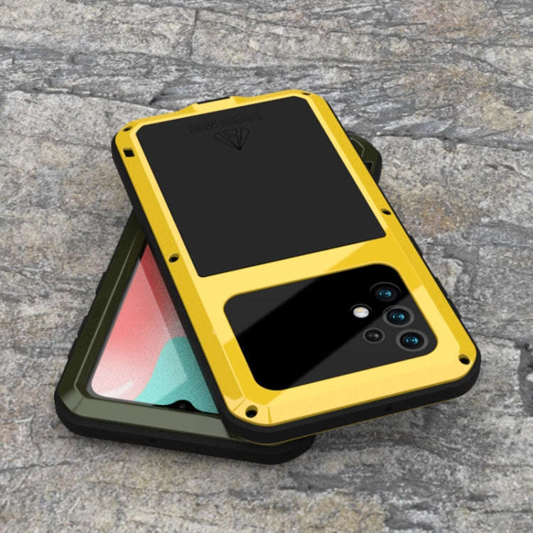 LOVE MEI Metal Shockproof Waterproof Dustproof Protective Case with Glass, For Samsung Galaxy A32...