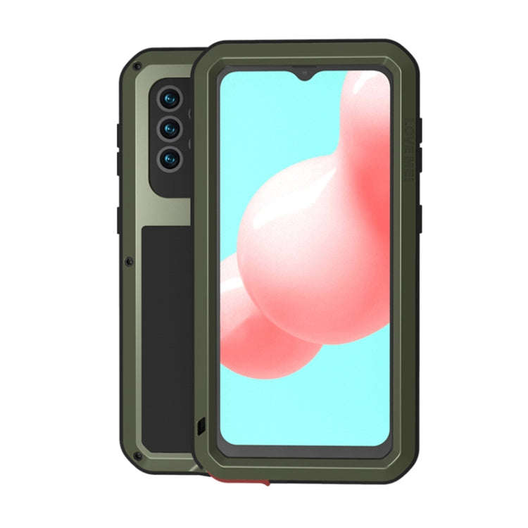 LOVE MEI Metal Shockproof Waterproof Dustproof Protective Case with Glass, For Samsung Galaxy A32...