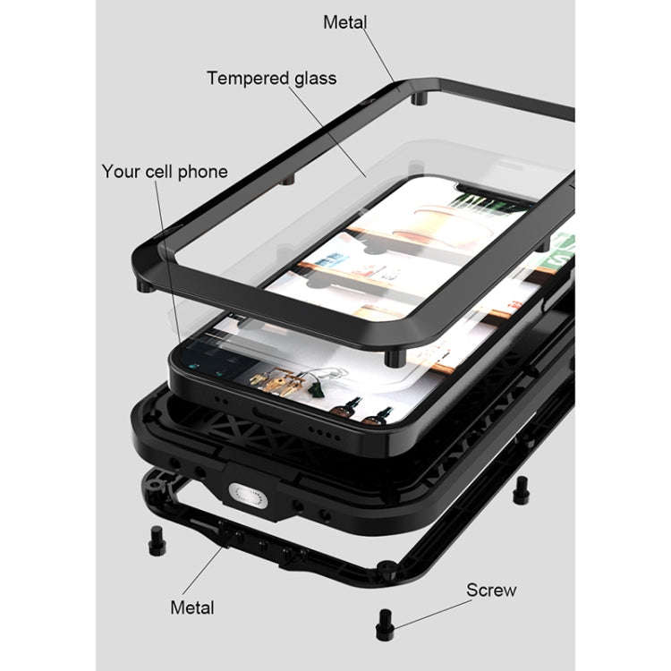 LOVE MEI Metal Shockproof Waterproof Dustproof Protective Case, For iPhone 12