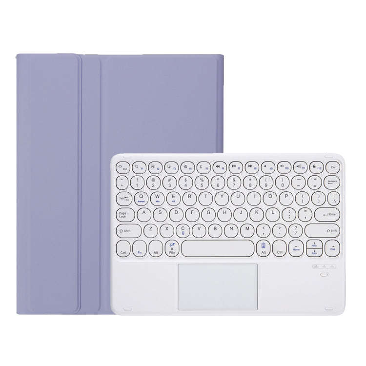 YT098B-A Detachable Candy Color Skin Feel Texture Round Keycap Bluetooth Keyboard Leather Case wi...