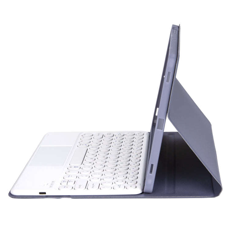 YT098B-A Detachable Candy Color Skin Feel Texture Round Keycap Bluetooth Keyboard Leather Case wi...